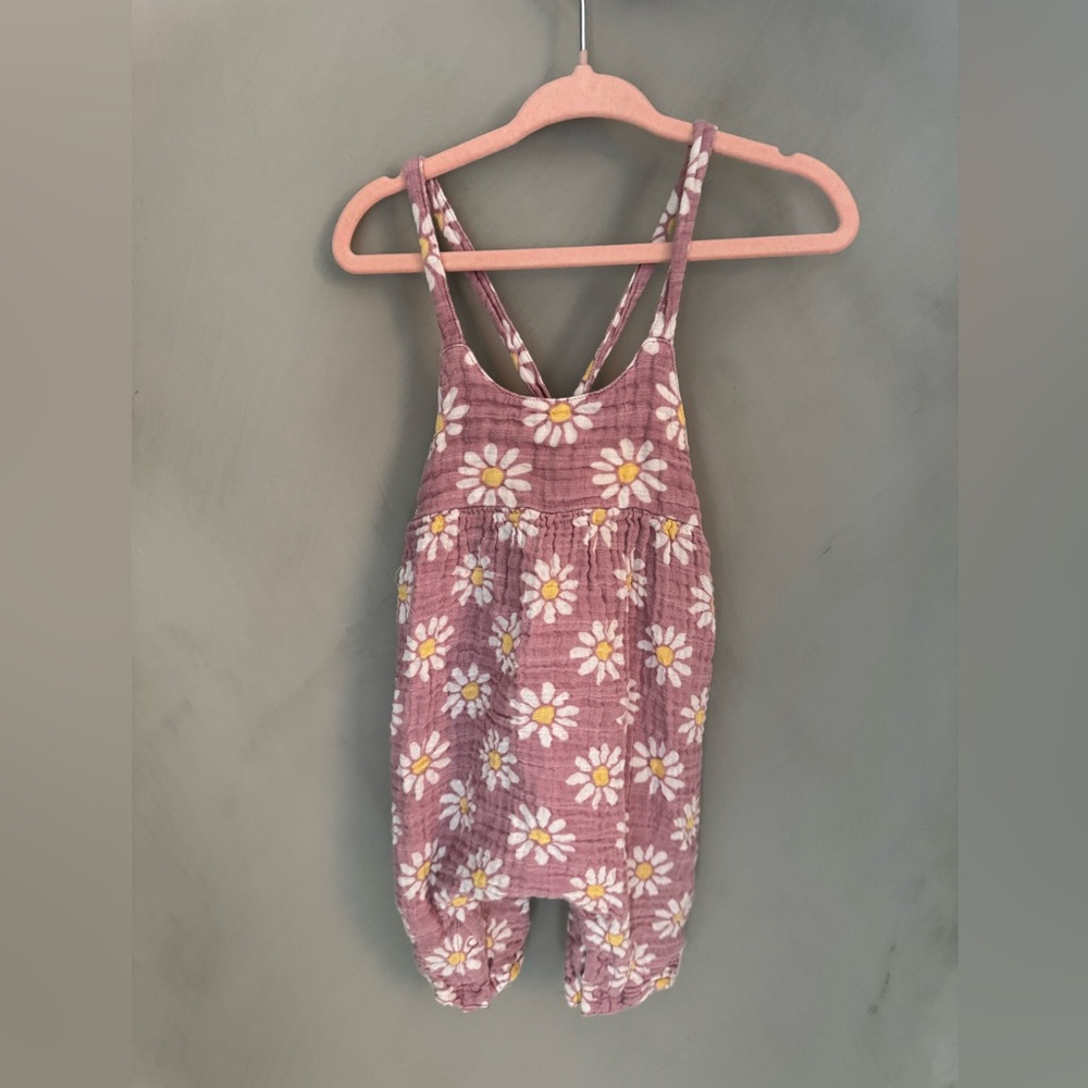 Angel Dear Floral Baby Outfit in Pink and Yellow w matching hat